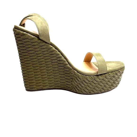 NIB SCHUTZ EDUARDA WEDGE SANDALS IN ASPEN GREEN SZ:9.5  NWT - Picture 2 of 13